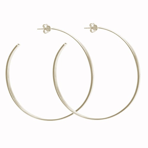 Large Thick Hoop Earrings 2mm x 55mm Sterling Silver - Bali
