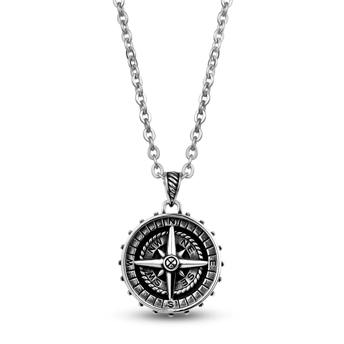 Stainless Steel Compass Pendant