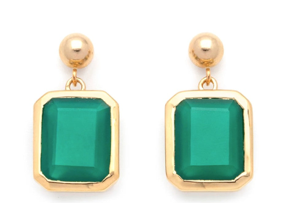 Angie Earrings Green Onyx