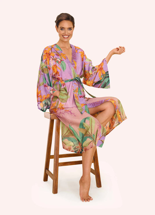 Botany Bliss Kimono Gown Lavender