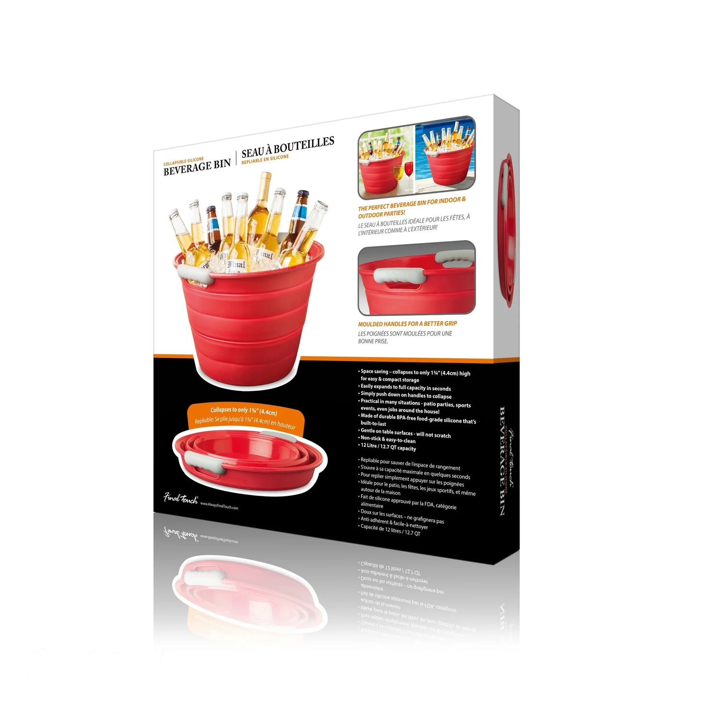Collapsible Beverage Bin Red