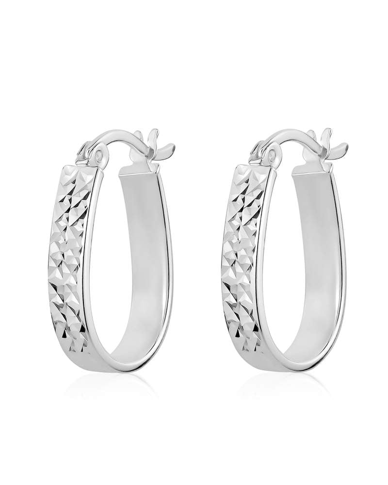 Diamond Cut Sterling Silver Hoops