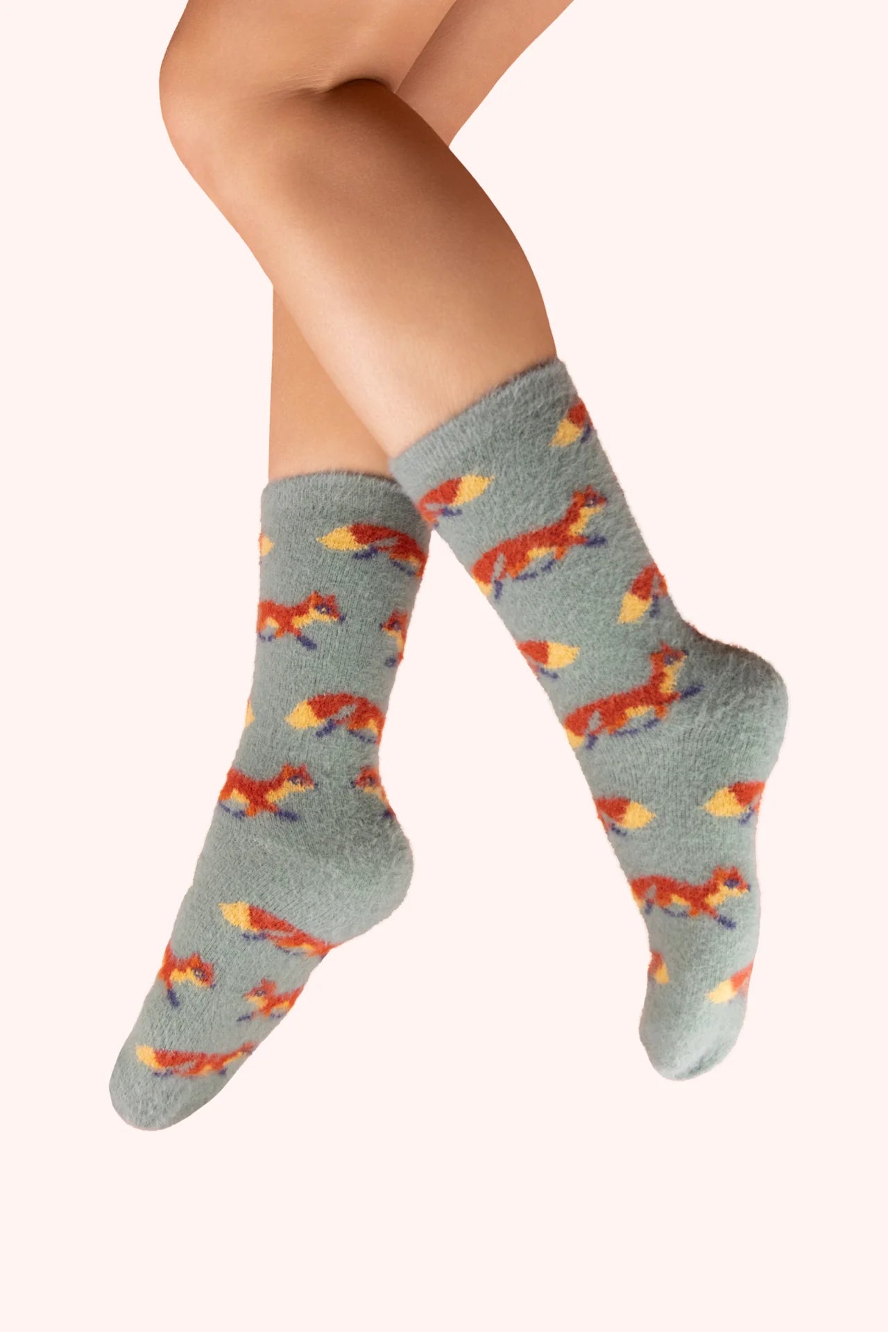 Fuzzy Socks - Mini Foxes Ice