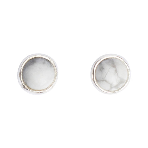 Howlite Cabochon Stud Earring