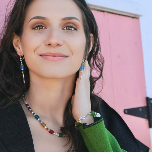 Jelly Bling Row Necklace Sterling Silver - Made in Canada