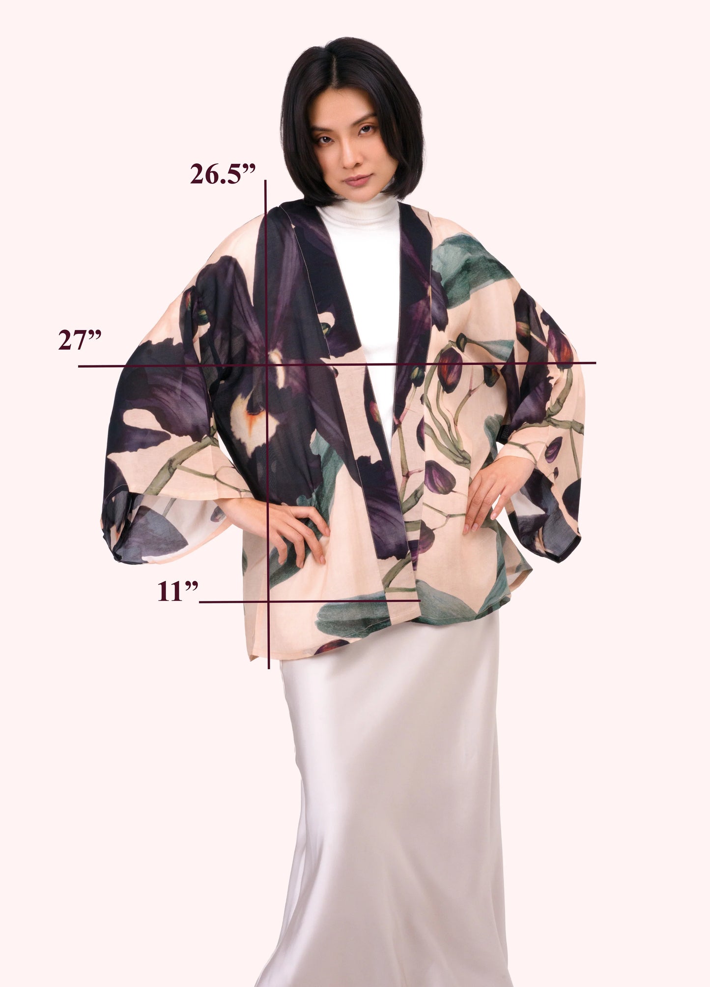 Midnight Orchid Short Kimono Jacket