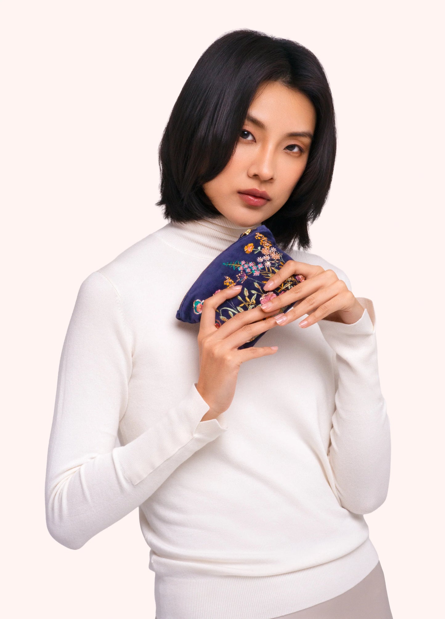 Navy Floral Hedgerow Mini Pouch