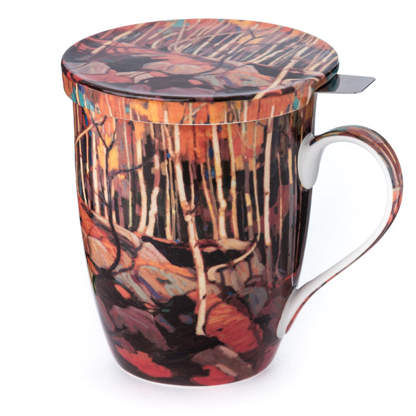 Tasse à thé coquelicots avec couvercle