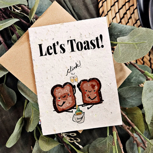 Seeded Paper Congratulations Card - Let's Toast