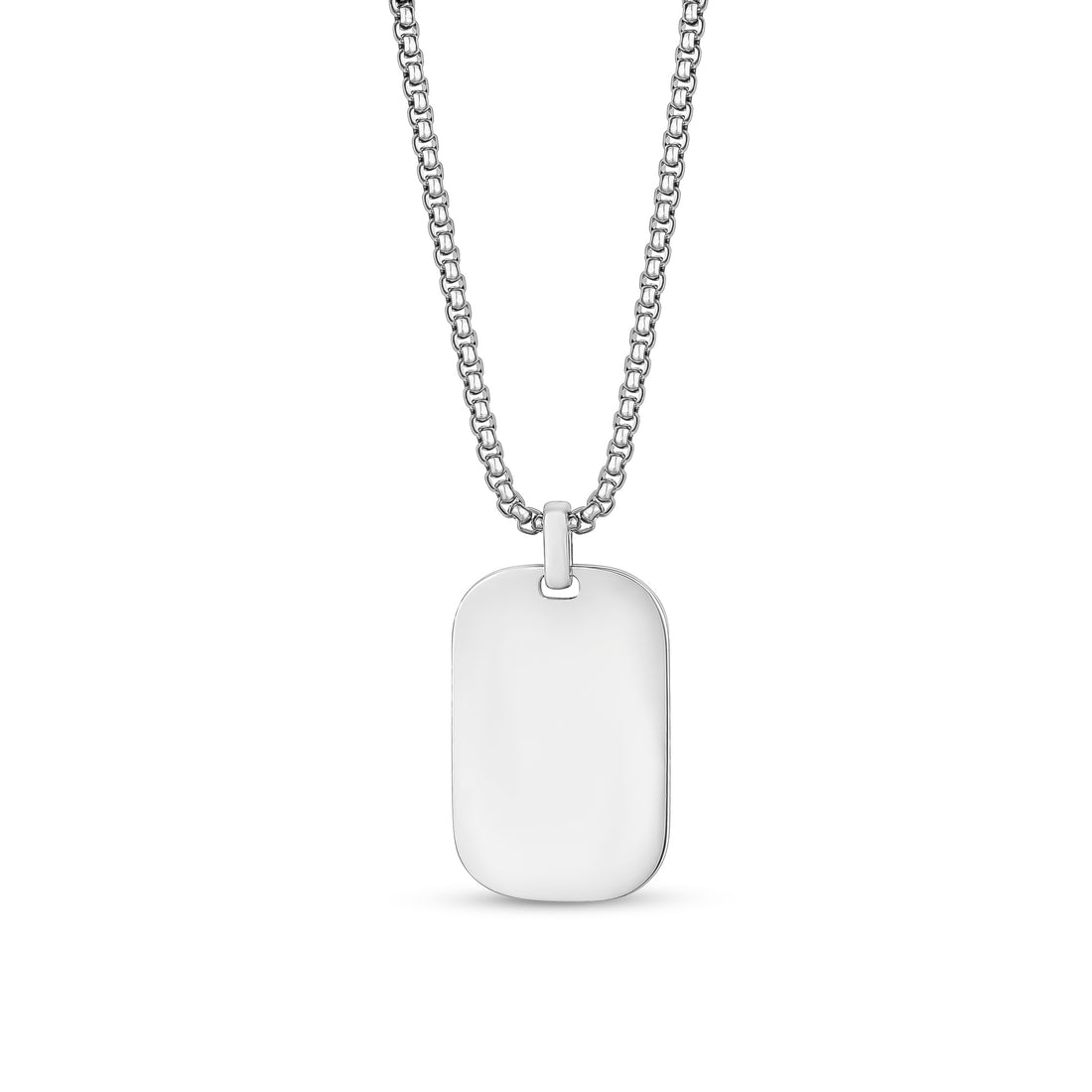 Modern Shiny Dog Tag Stainless Steel with 24" Chain - Men's
