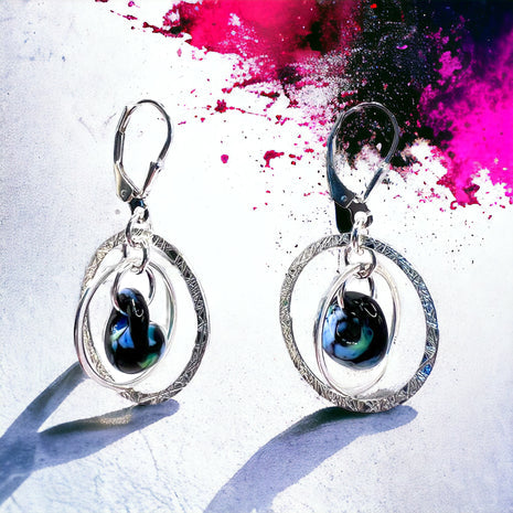Boucles d'Oreilles Raza Howelite & Onyx Noir