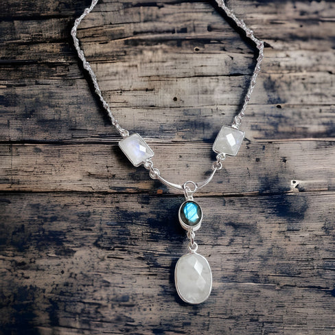 Collier Raza Labradorite & Amazonite