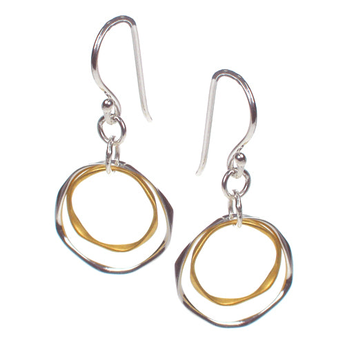 Double Circle Earrings Gold & Silver 12x12mm + 17x17mm - Bali
