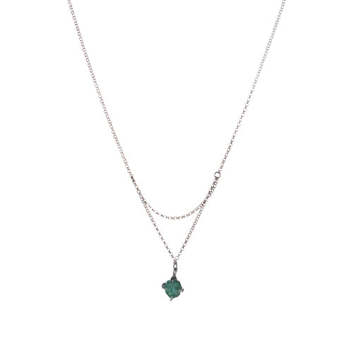 Pendentif goutte fine émeraude brute
