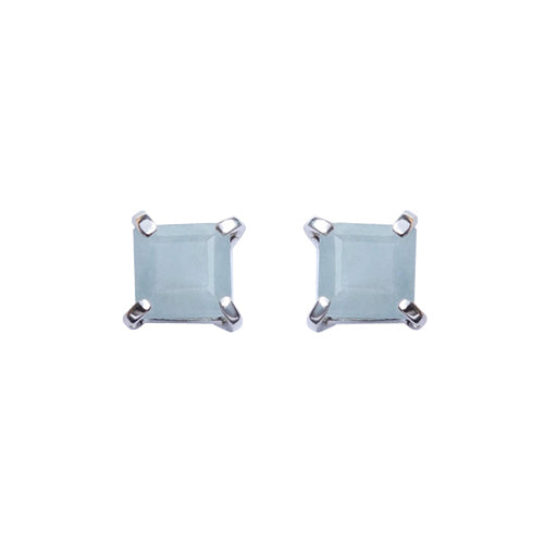 Aquamarine Symi Square Stone Earrings