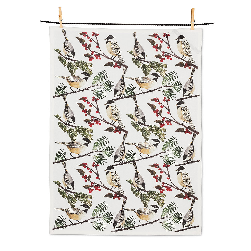 Chickadee on Branch Tea Towel