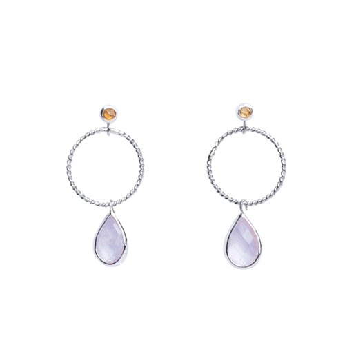 Faceted Rose Quartz Hoop Earrings