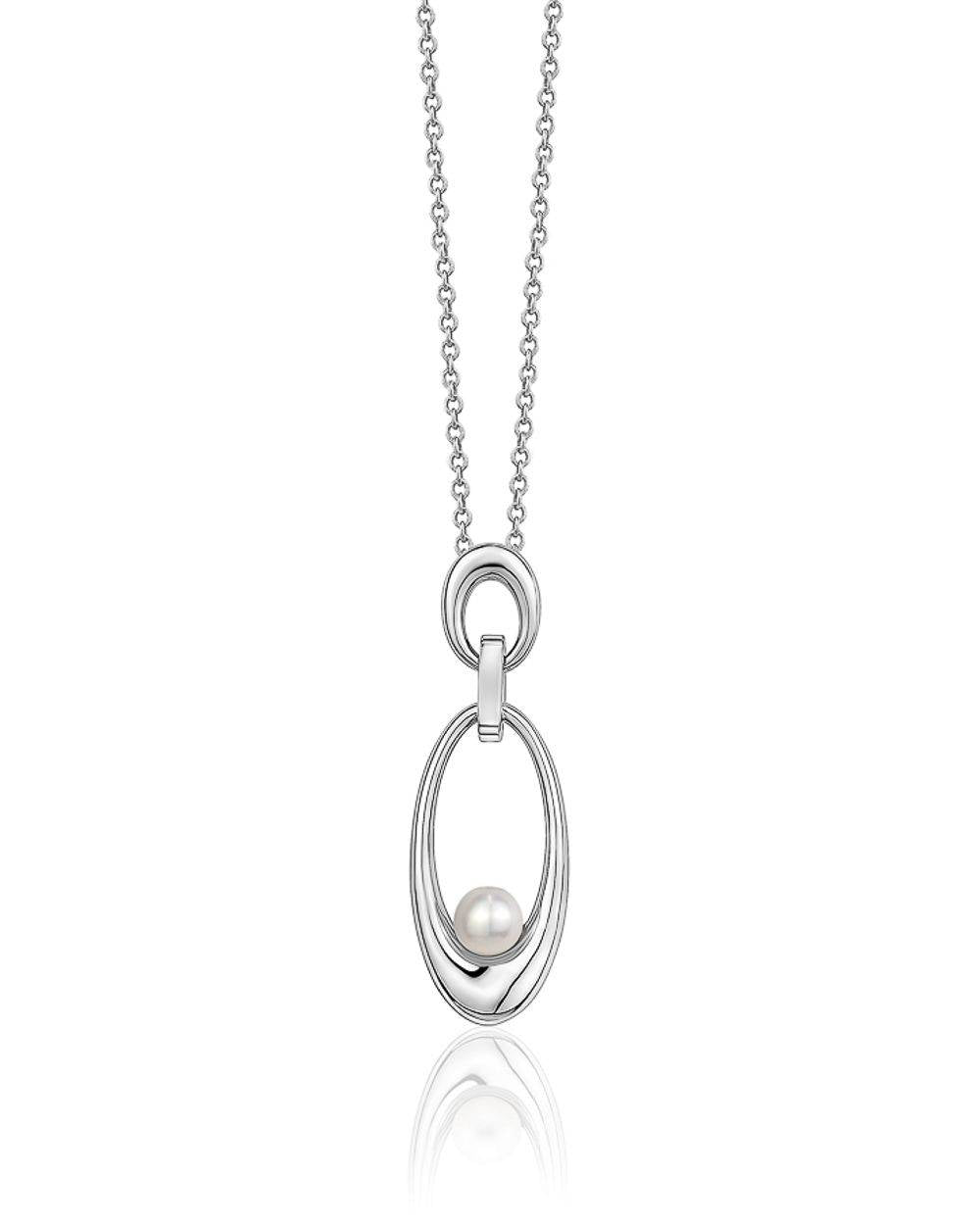 Perle d'eau douce avec pendentif en argent double boucle cz
