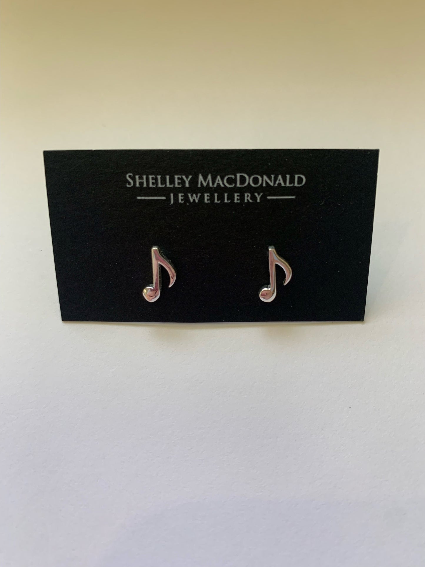 Small Musical Note Stud Earrings Sterling Silver - Handmade Canada