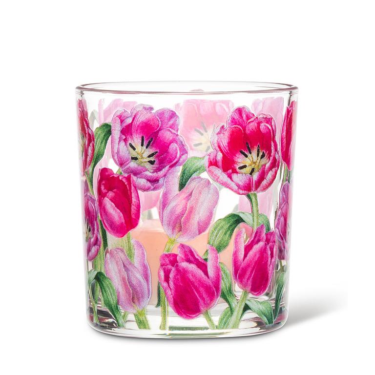 Glass Votive with Nature Design