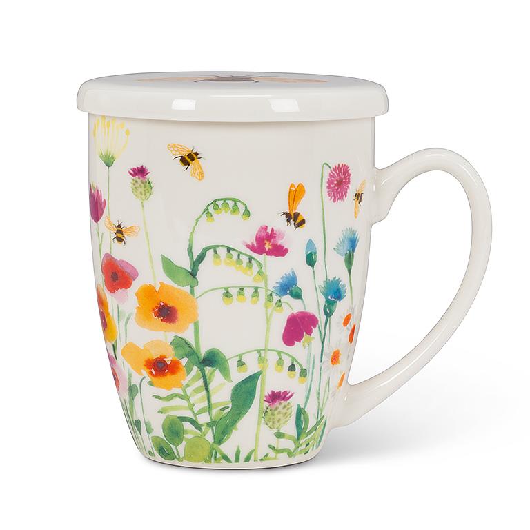 Bee Garden Covered Mug & Strainer