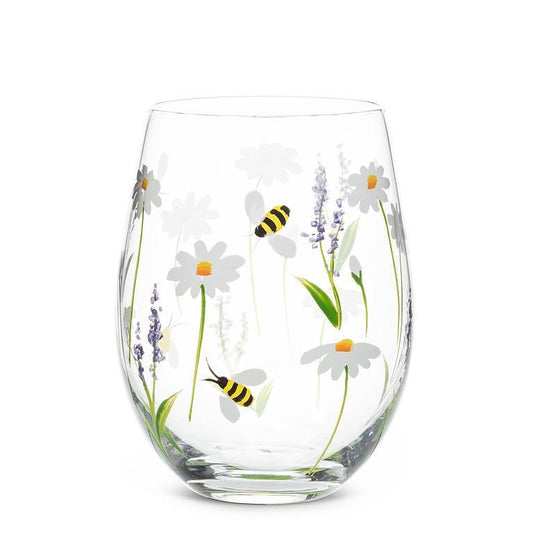 Lavender & Bees Stemless Glass
