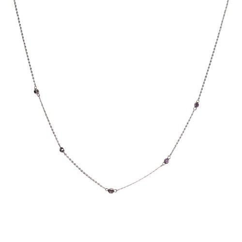 5 Faceted Stone Necklace - Amethyst