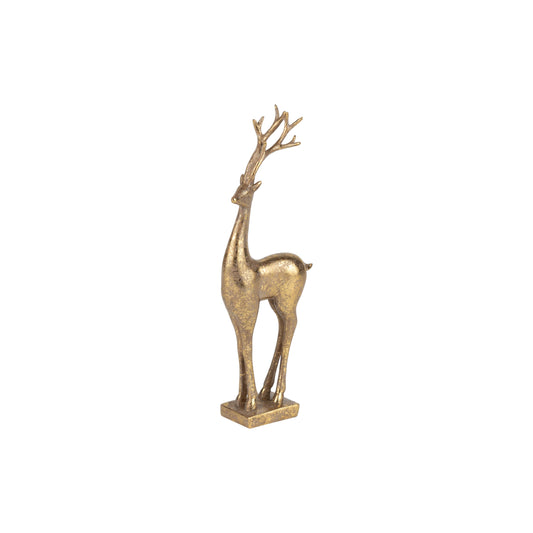 Antique Gold Finish Resin Reindeer Table Piece Small