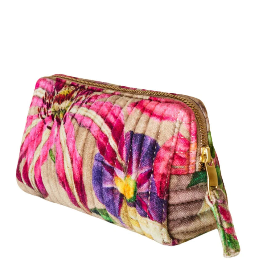 Botanicals Quilted Velvet Vanity Bag