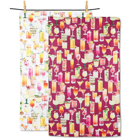 Cocktails Double Sided Kitchen Towel 17x29"L