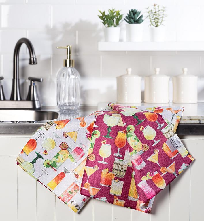 Cocktails Double Sided Kitchen Towel 17x29"L