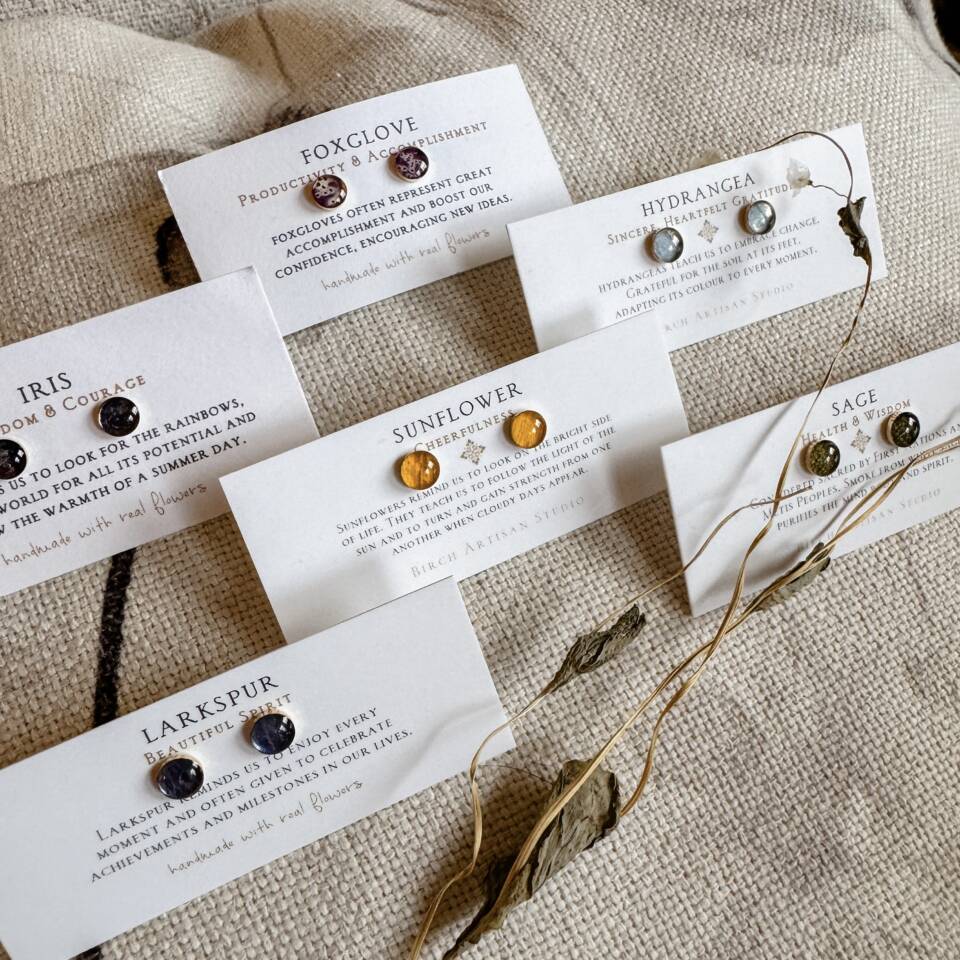 Iris 5mm Gold-Filled Stud Earrings Real Flower - Made in Canada