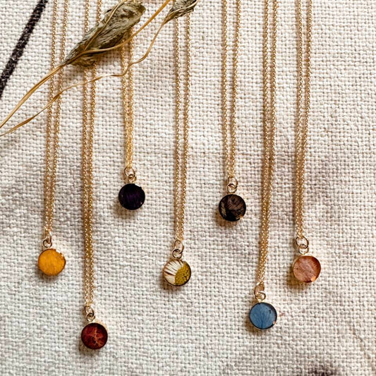 Iris Necklace Gold-Filled 8mm Round Real Flower - Made in Canada
