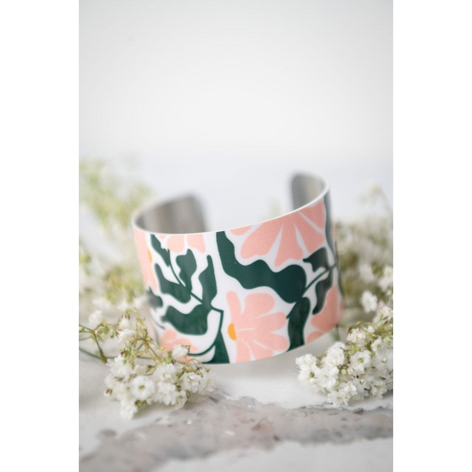 Flower Power Statement Cuff 1.5" Aluminum - Canadian Made