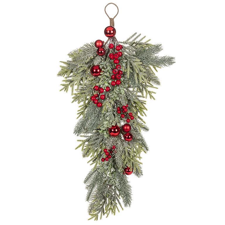 Glitter Pine & Berry Drop 24" Long