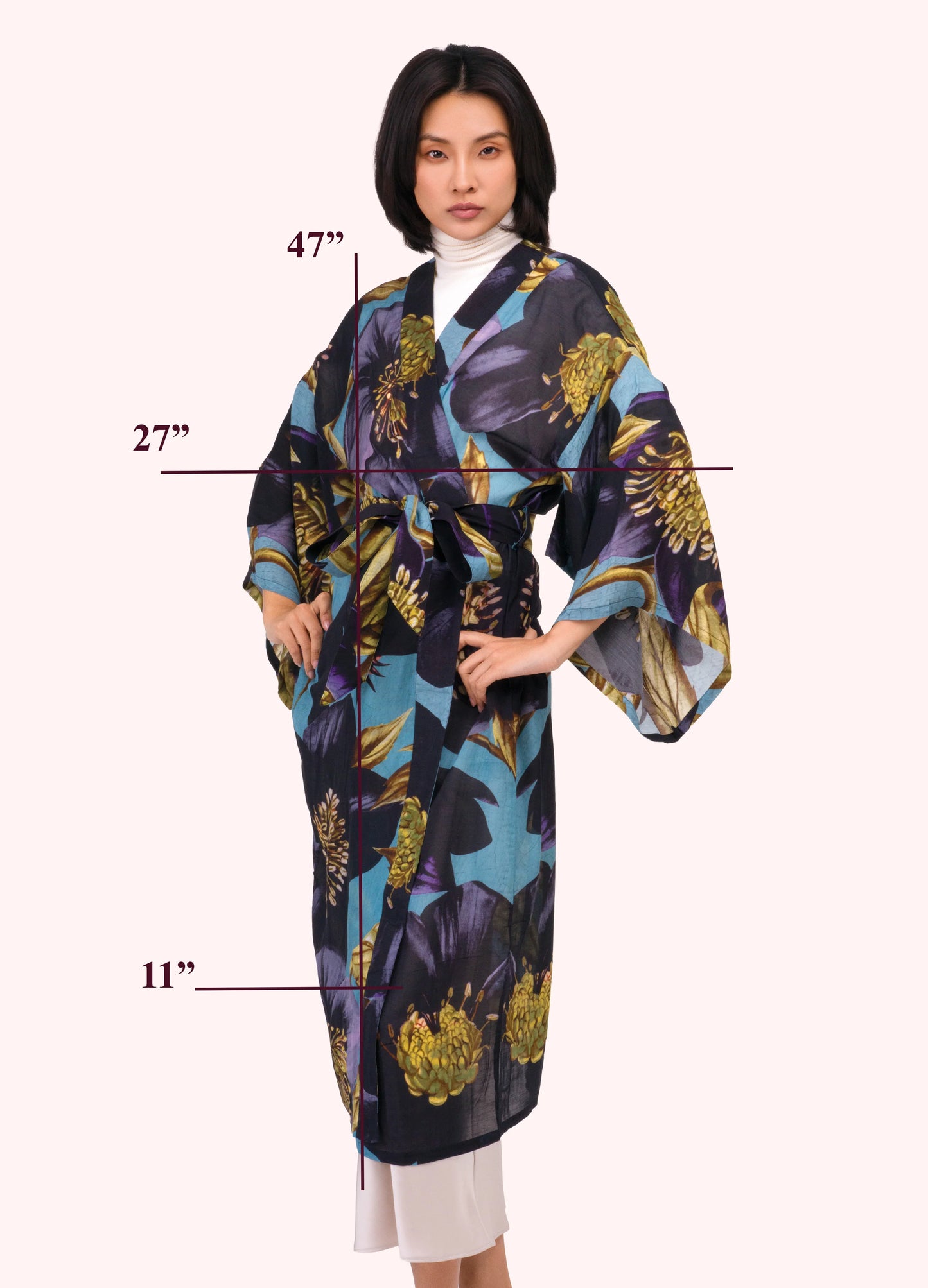Hellebore Long Kimono Gown