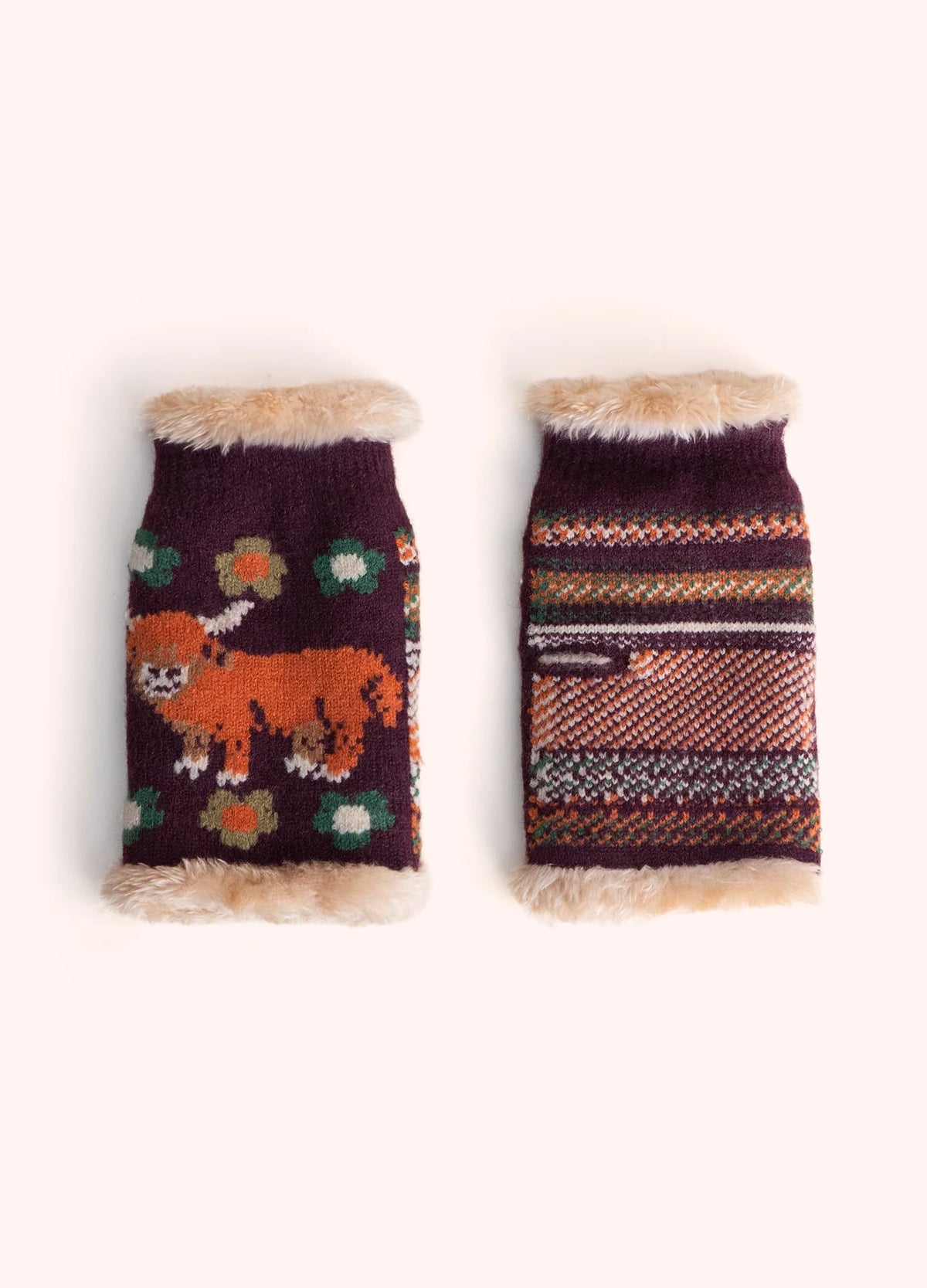 Highland Cow Wrist Warmer in Damson