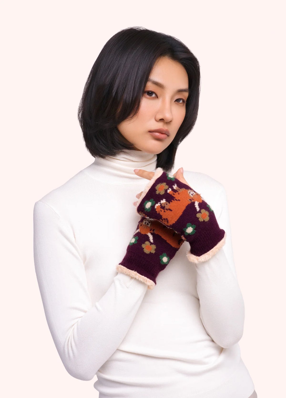 Highland Cow Wrist Warmer in Damson