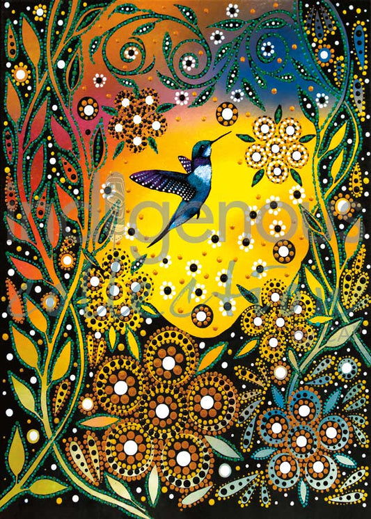 Hummingbird and Flowers Artwork