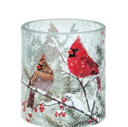 Hurricane Candleholder with Cardinals