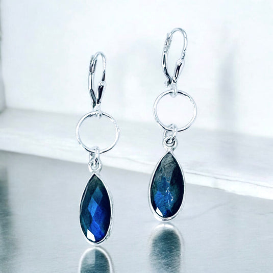 Boucles d'Oreilles Raza Howelite &amp; Onyx Noir