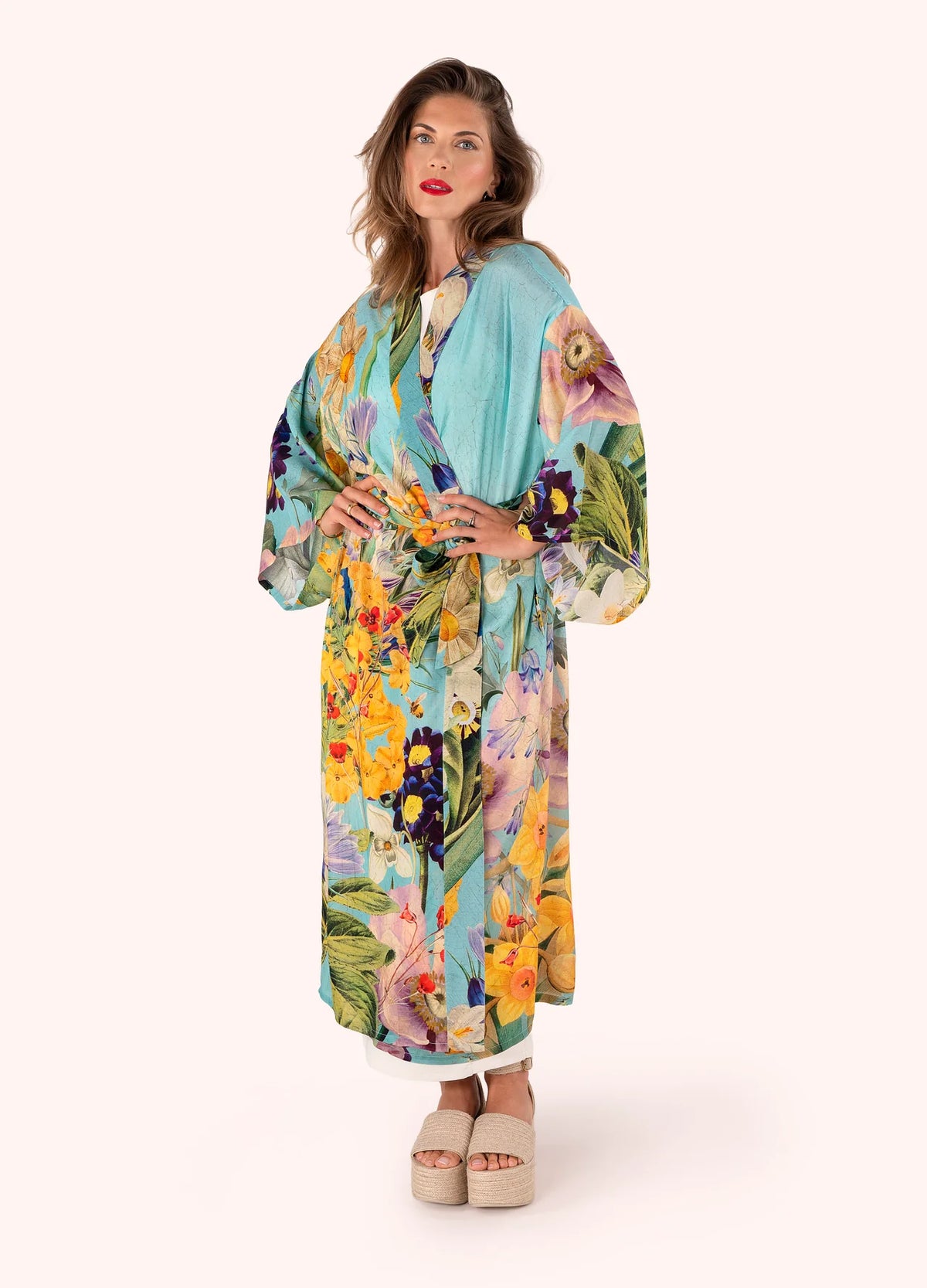 Spring Flora Long Kimono Gown