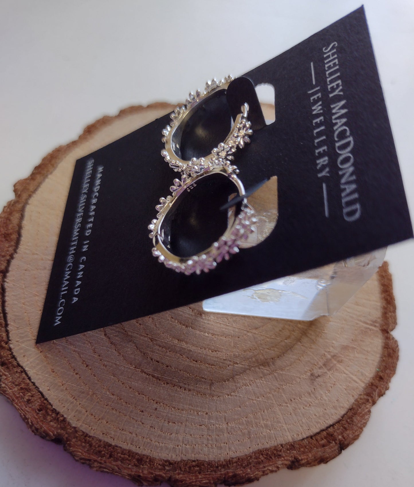 Large Flower Silver Hoops