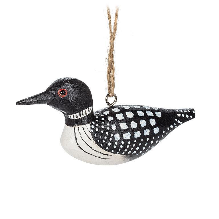 Loon Carved Ornament 4"L