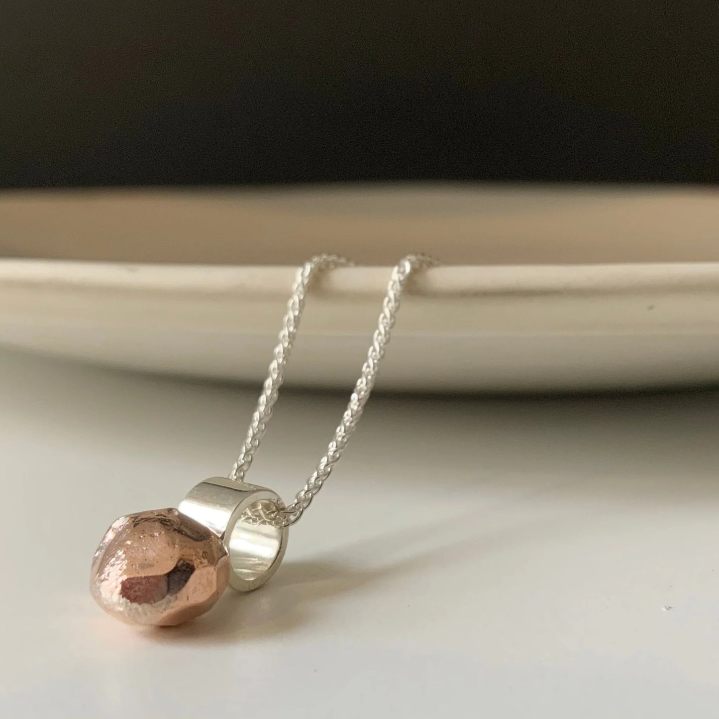 Medium Copper Bead and Tube Pendant