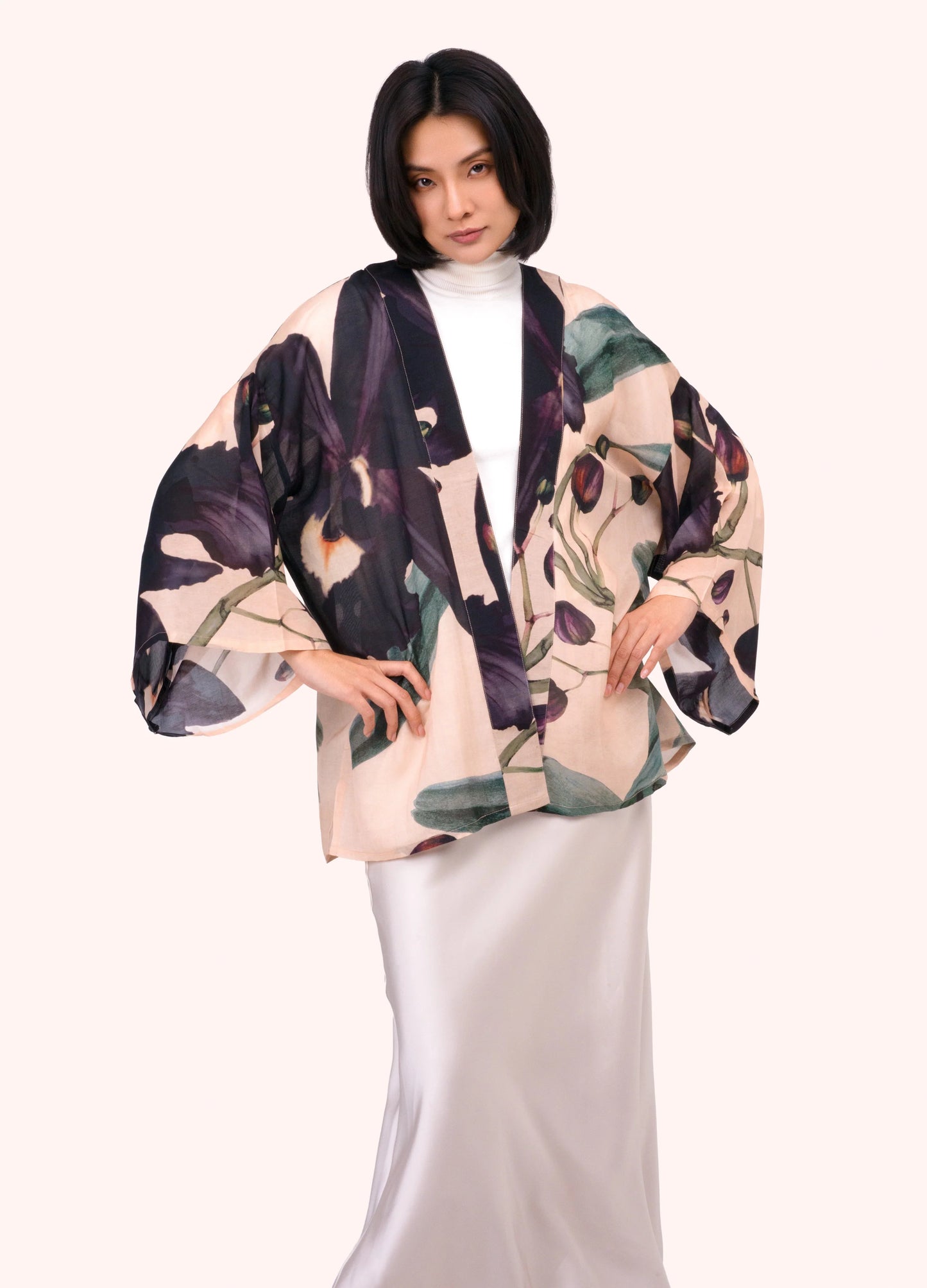 Midnight Orchid Short Kimono Jacket