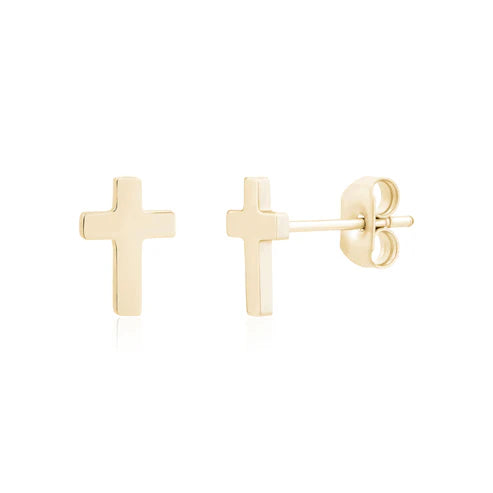 Minimalist Stud Earrings Classic Gold Cross