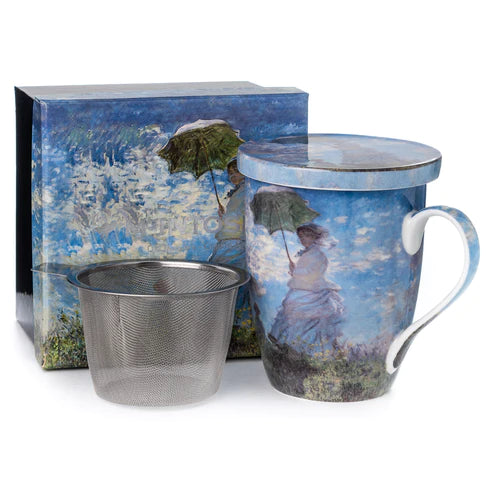 Monet Woman with Parasol Tea Mug with lid