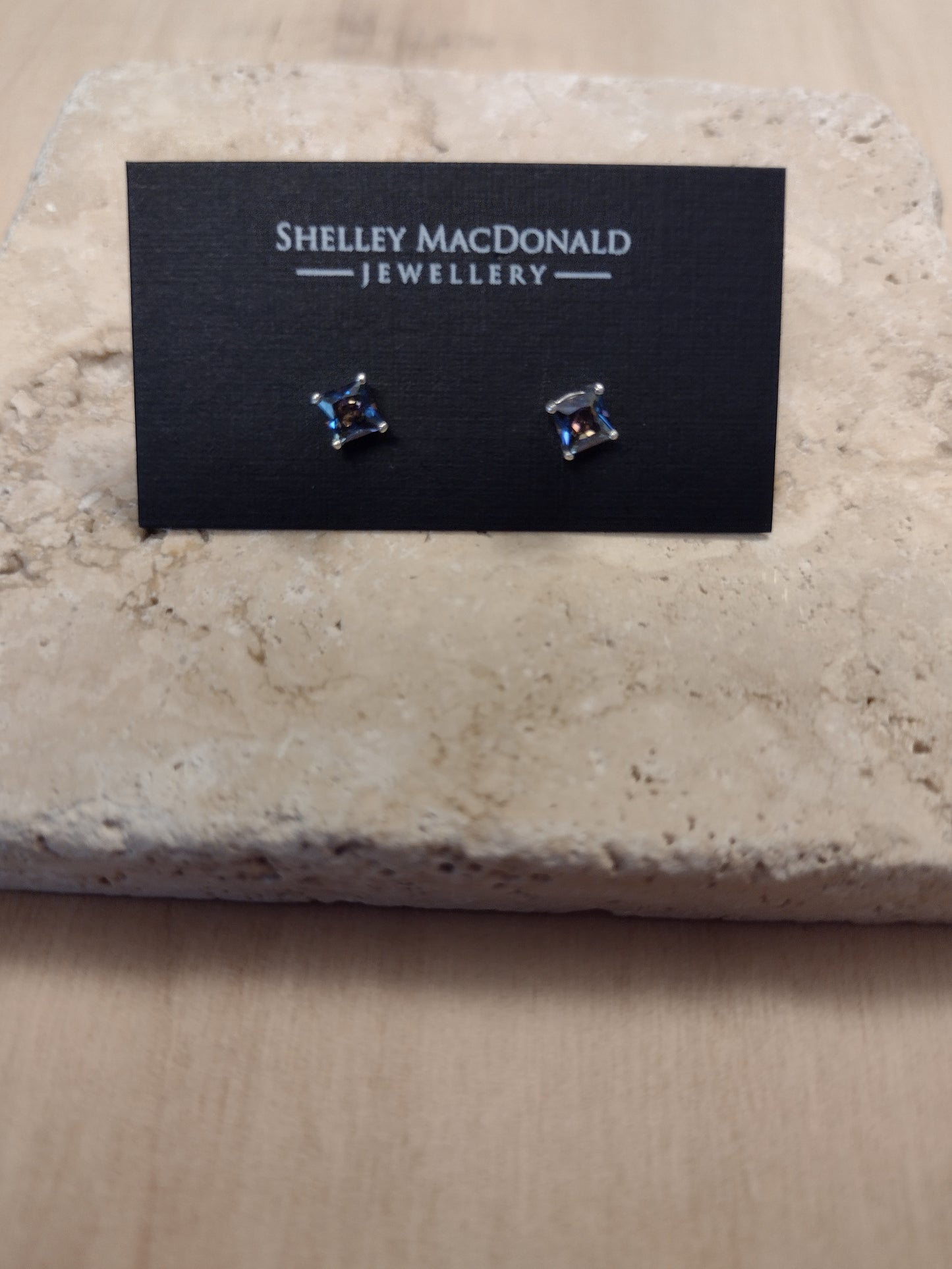 Mystic Topaz Square Stud  Earrings