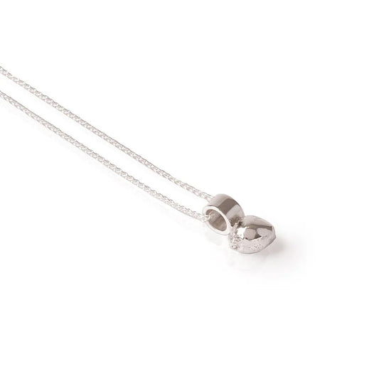 Single Silver Bead and Tube Pendant Necklace